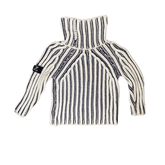 CP Company Logo‎ Patch Sweater Size 4 Black White Striped Long Sleeve Turtleneck - Picture 3 of 6